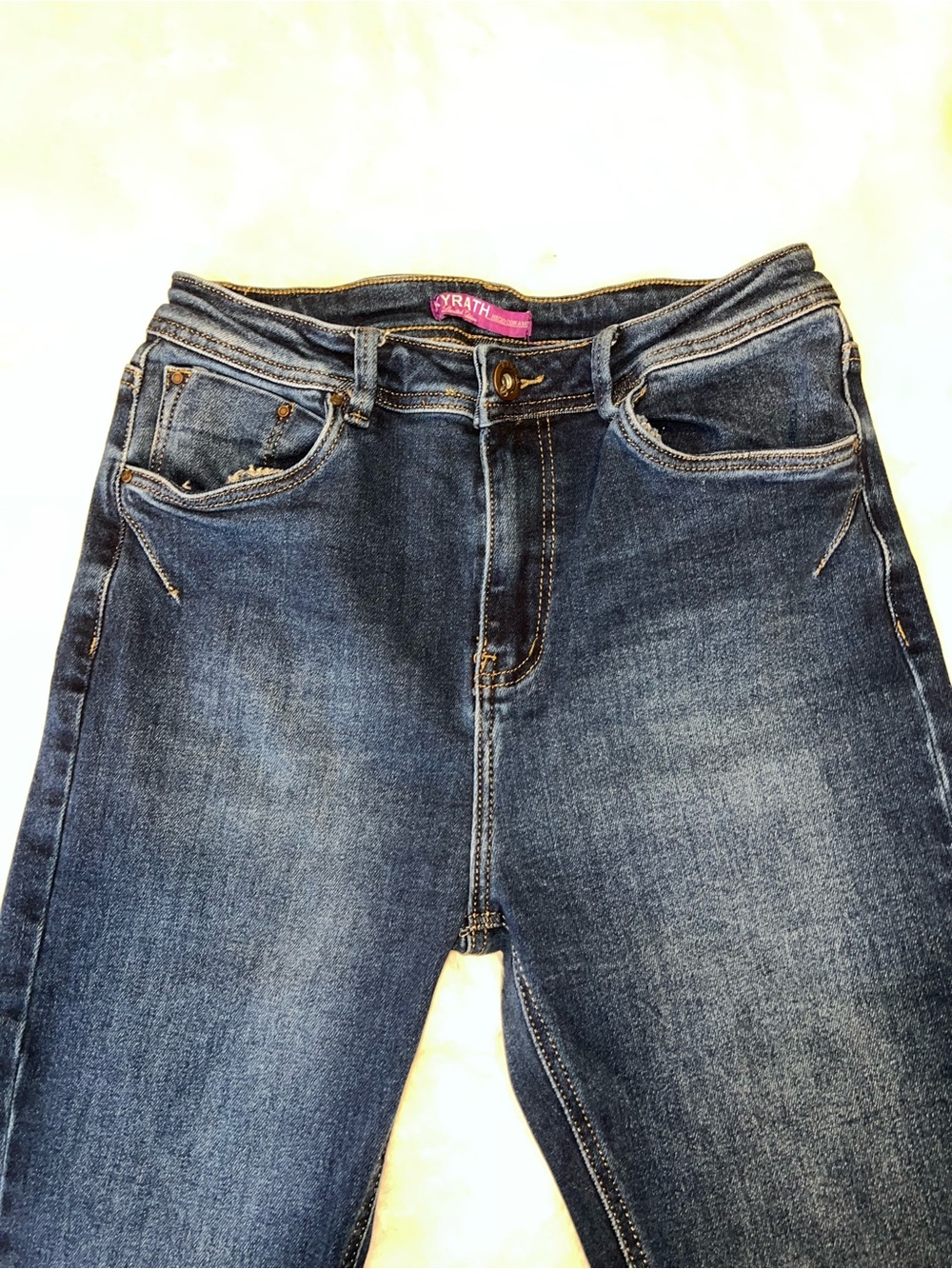 Navy Flare Jeans with Subtle Wash - Picture 3 of 6